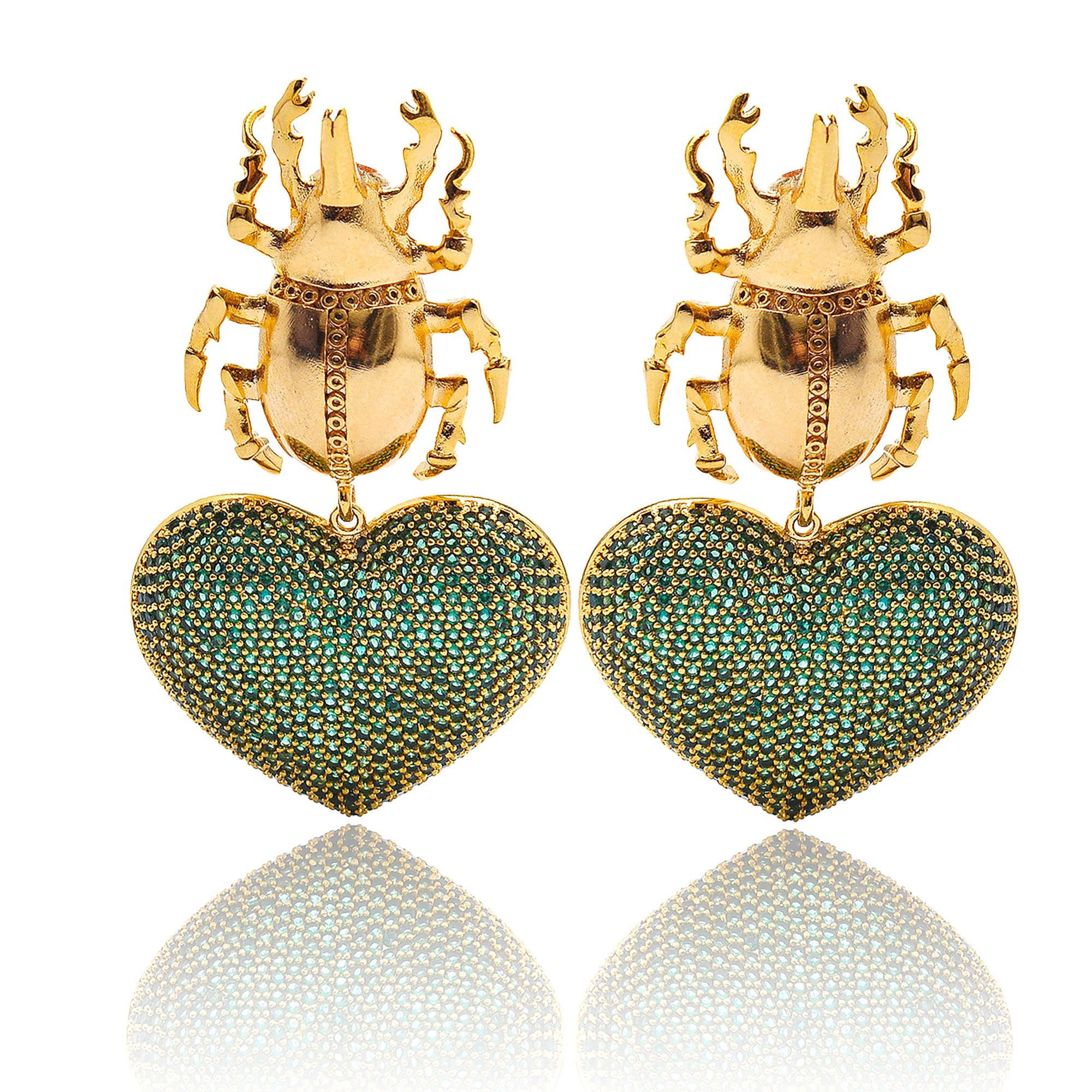 GOLD SCARAB BEETLE EARRINGS
