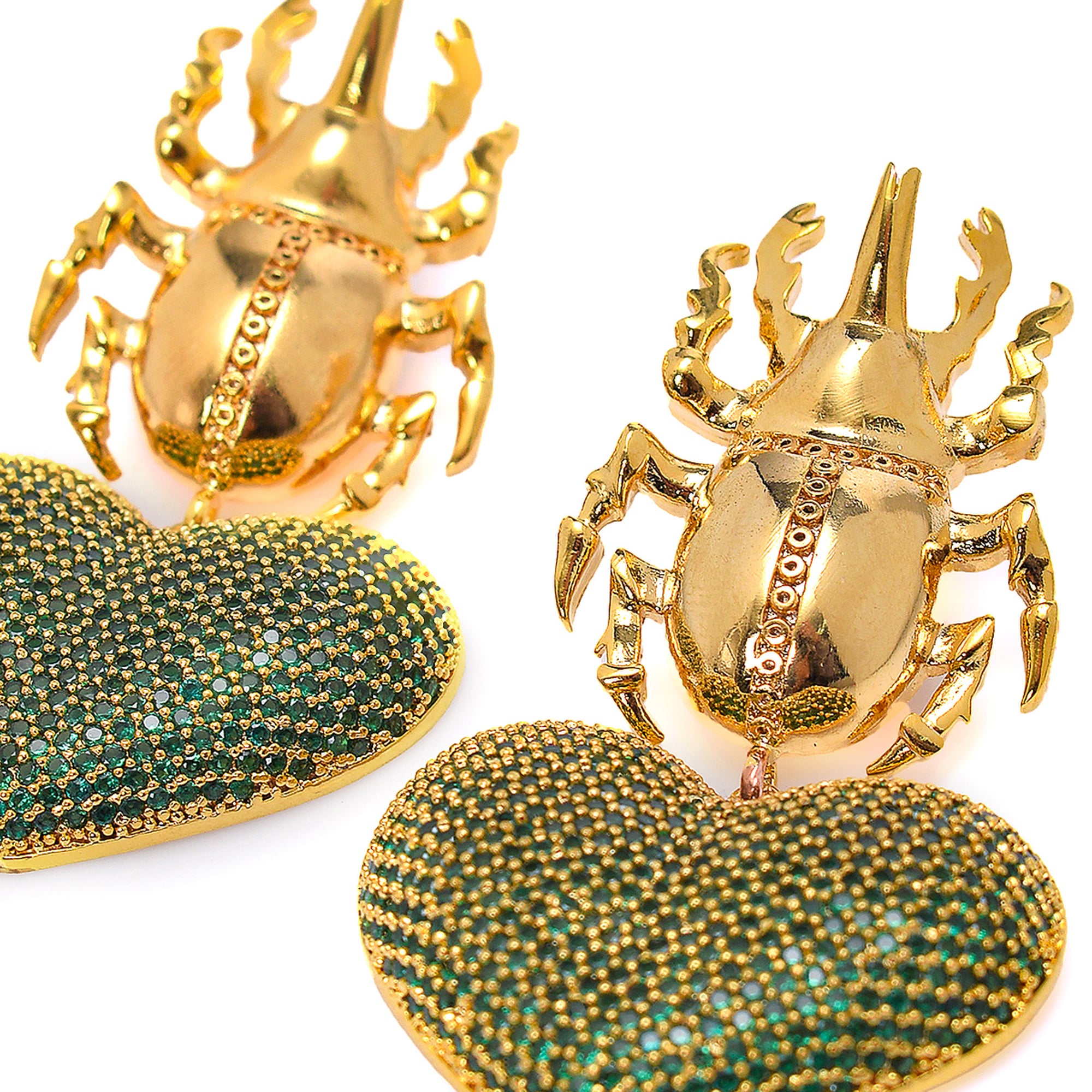 EMERALD SCARAB BEETLE EARRINGS